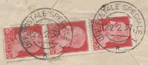 Military Postmarks with three or more stamps during the Fascist Era 1930's