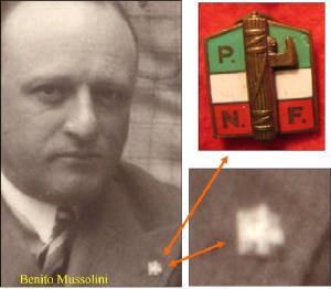 THE FASCIST PARTY BADGES WORN BY MEN IN  PHOTO