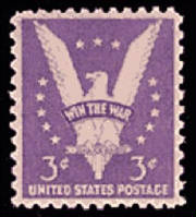 WIN THE WAR eagle stamps (postmark cities arranged in alphabetical order)