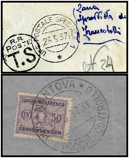 WAR ZONE MAIL WITH TAX-SEALS "SEGNATASSE"