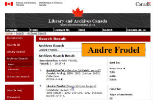 ANDRE FRODEL CANADIAN POSTAL ARCHIVES